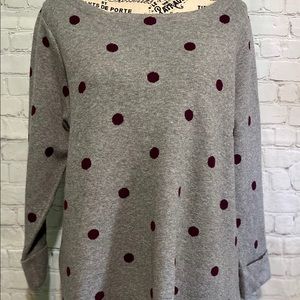 Plus Size Gray Sweater with Burgundy Polka Dots